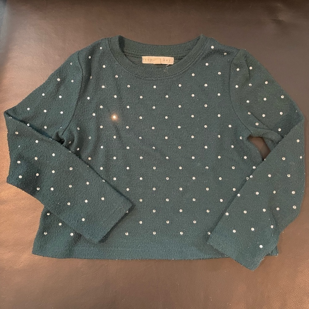Toddler girls green top w/ rhinestones